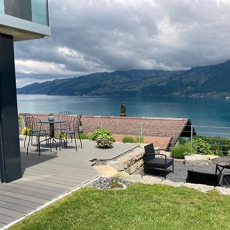 Moderne Unterkunft Mit Panoramablick Auf Thunersee Krattigen Exteriér fotografie