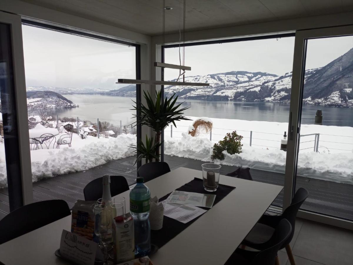 Moderne Unterkunft Mit Panoramablick Auf Thunersee Krattigen Exteriér fotografie