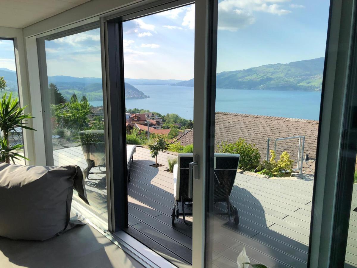 Moderne Unterkunft Mit Panoramablick Auf Thunersee Krattigen Exteriér fotografie